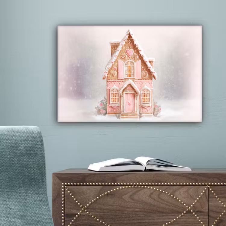 Huisje - Suiker - Pastel canvas 2cm klein -sfeer4