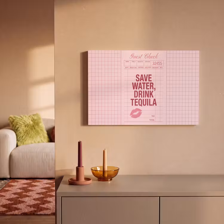 Humor - Drank - Tekst - Roze canvas 2cm klein -sfeer1