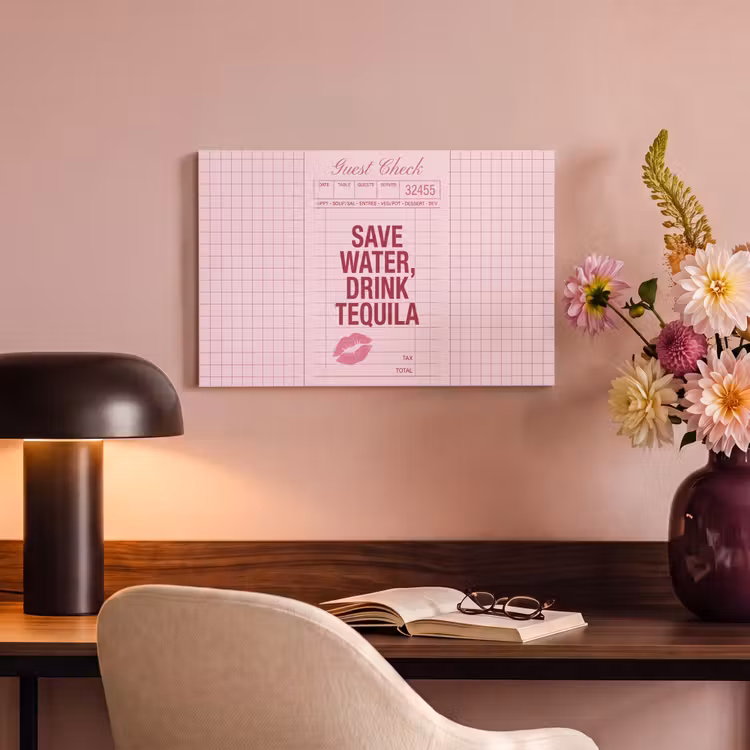 Humor - Drank - Tekst - Roze canvas 2cm klein -sfeer4