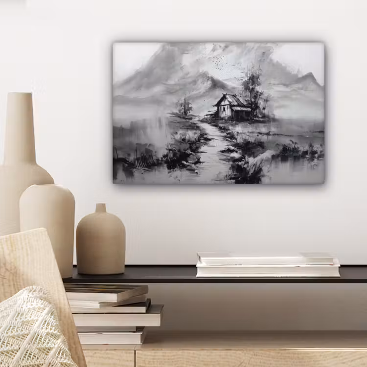 Hut - Grijs - Bergen - Mistig canvas 2cm klein -sfeer6