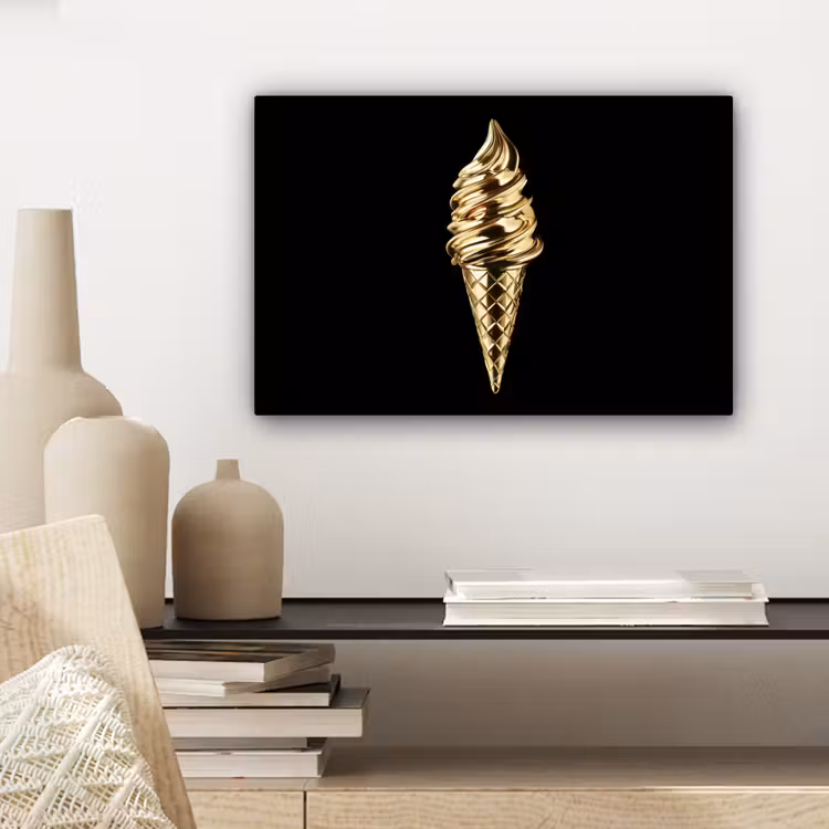 Ijs - Goud - Zwart - Eten canvas 2cm klein -sfeer6