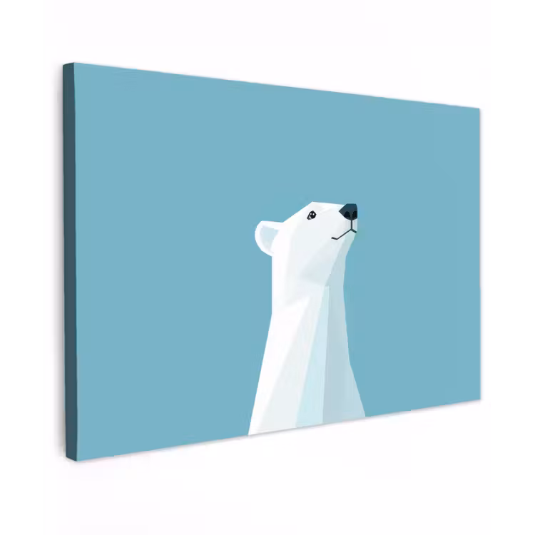 Ijsbeer - Lichtblauw - Minimalistisch canvas 2cm klein -z3d