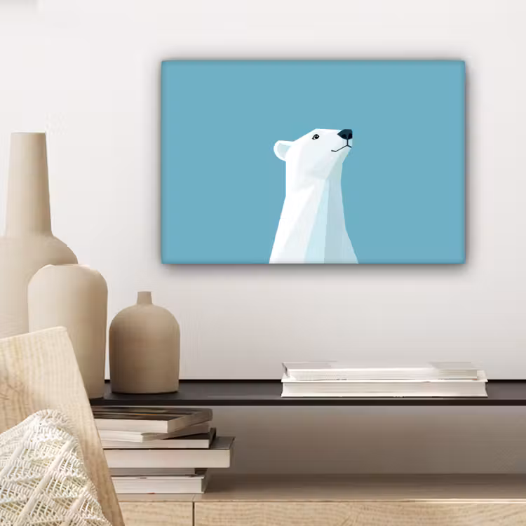 Ijsbeer - Lichtblauw - Minimalistisch canvas 2cm klein -sfeer6