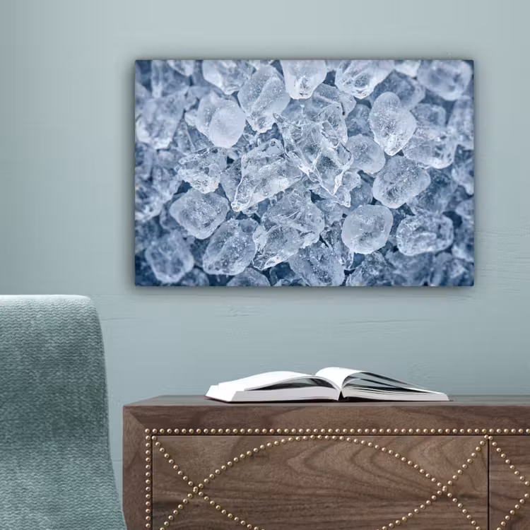 Ijsblokjes - Water - Blauw canvas 2cm klein -sfeer4