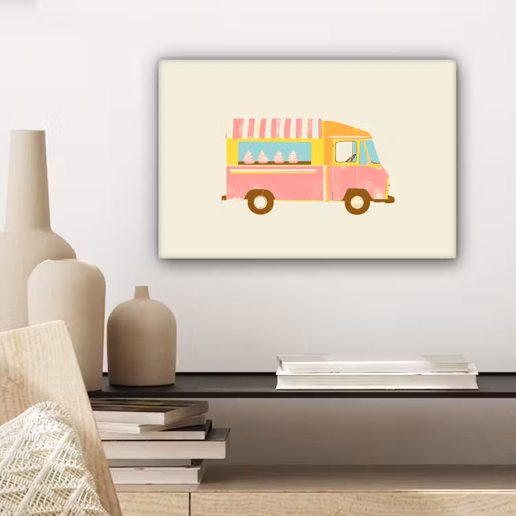 Ijskar - Retro - Softijsjes - Roze canvas 2cm klein -sfeer6