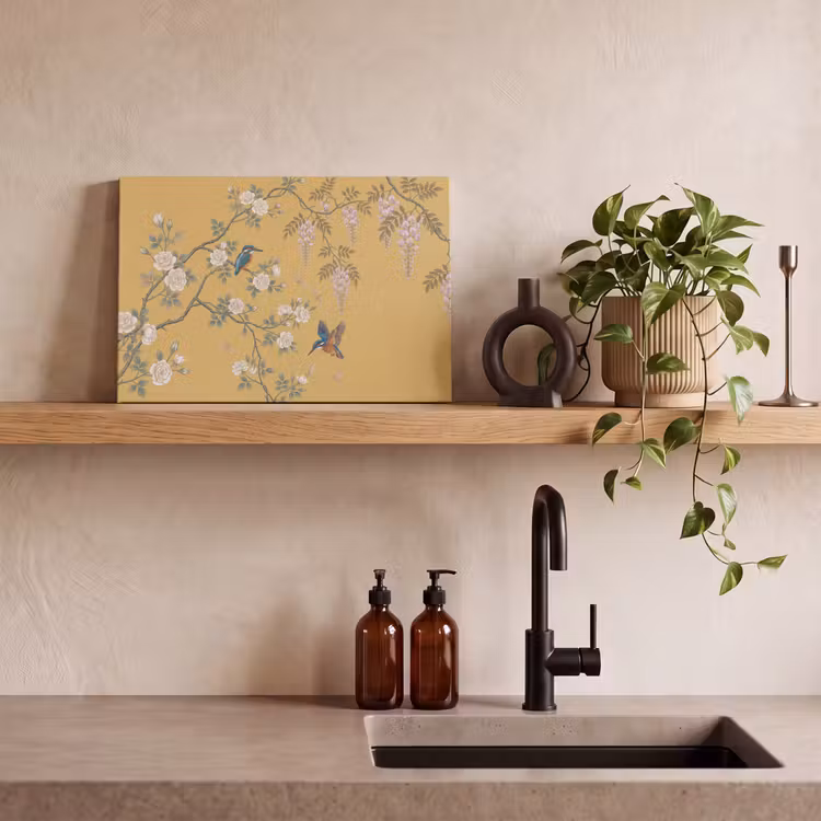 IJsvogels - Bloesem - Geel canvas 2cm klein -sfeer3