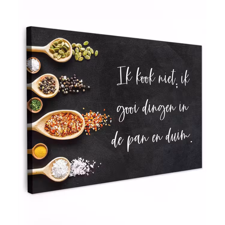 Ik gooi dingen in de pan en duim - Keuken - Quotes - Spreuken - Humor canvas 2cm klein -z3d