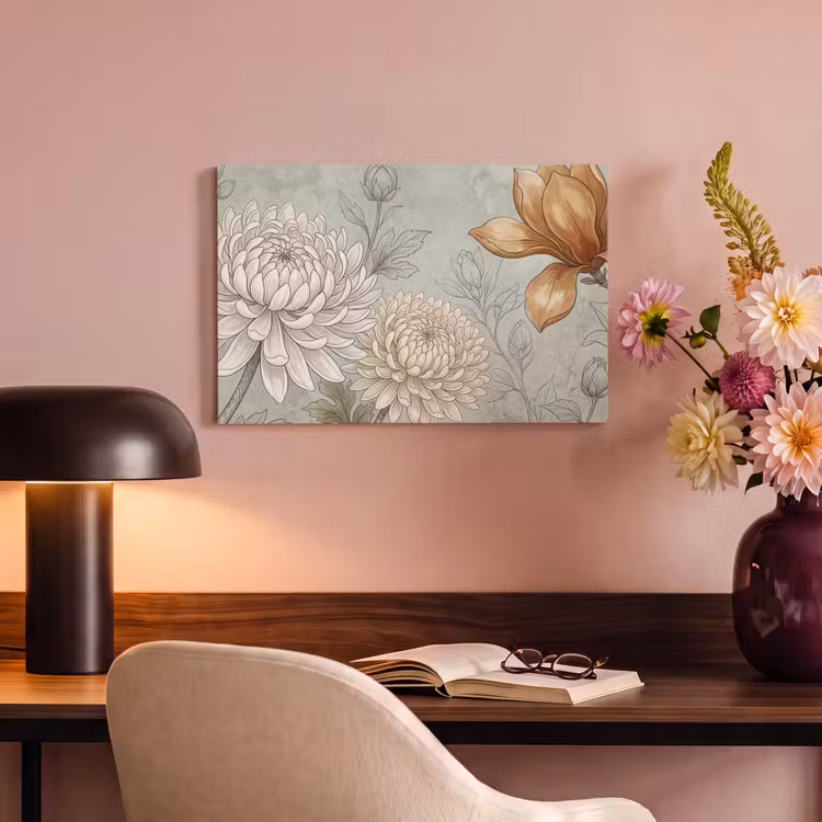 Illustratie - Bloemen - Groen canvas 2cm klein -sfeer4