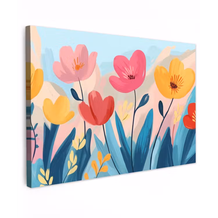 Illustratie - Bloemen - Kleurrijk canvas 2cm klein -z3d