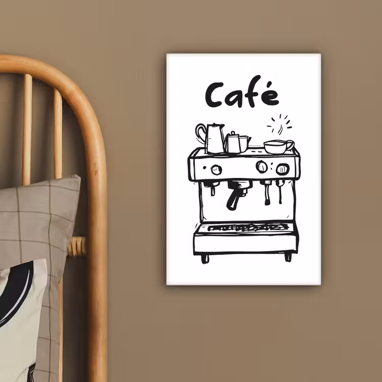 Illustratie - Café - Koffiemachine - Kopjes canvas 2cm klein -sfeer3