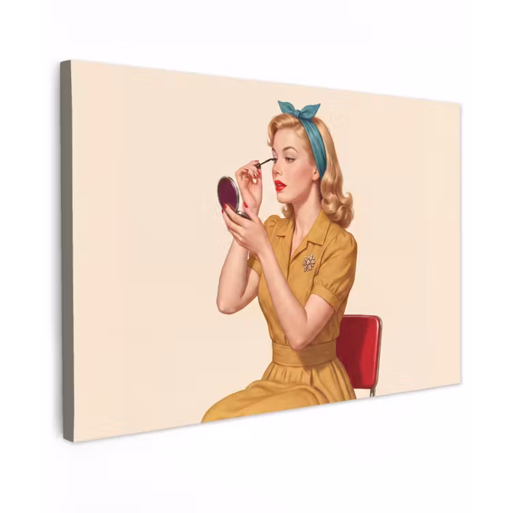 Illustratie - Mascara - Vrouw - Geel canvas 2cm klein -z3d