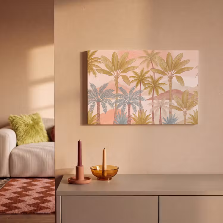 Illustratie - Palmbomen - Kleurrijk canvas 2cm klein -sfeer1