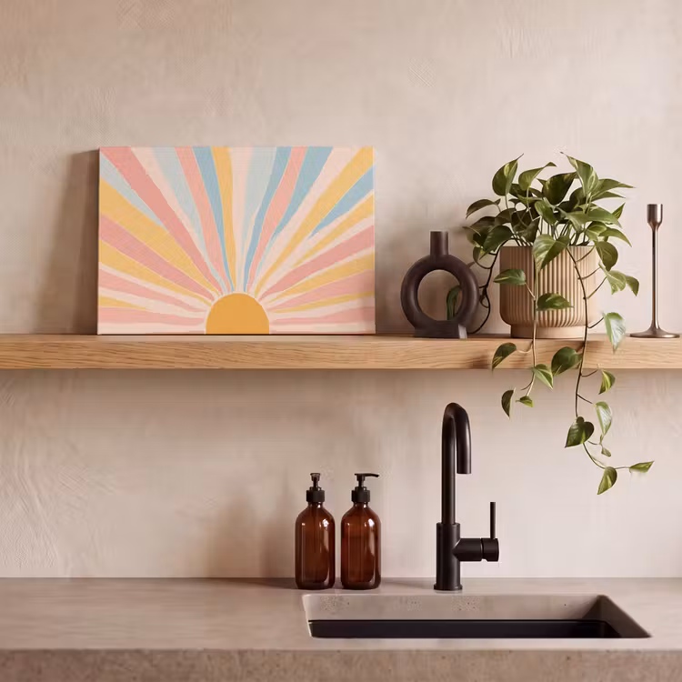 Illustratie - Zon - Pastelkleuren canvas 2cm klein -sfeer3