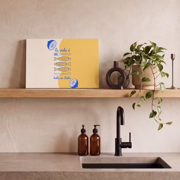 Italië - Eten - Citroen - Vis - Grafisch canvas 2cm klein -sfeer3