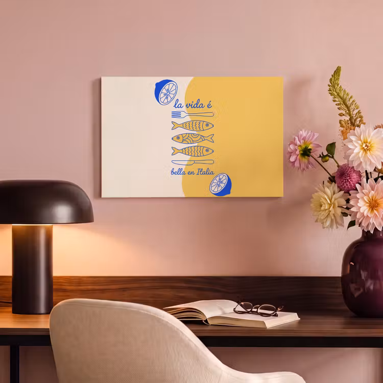 Italië - Eten - Citroen - Vis - Grafisch canvas 2cm klein -sfeer4