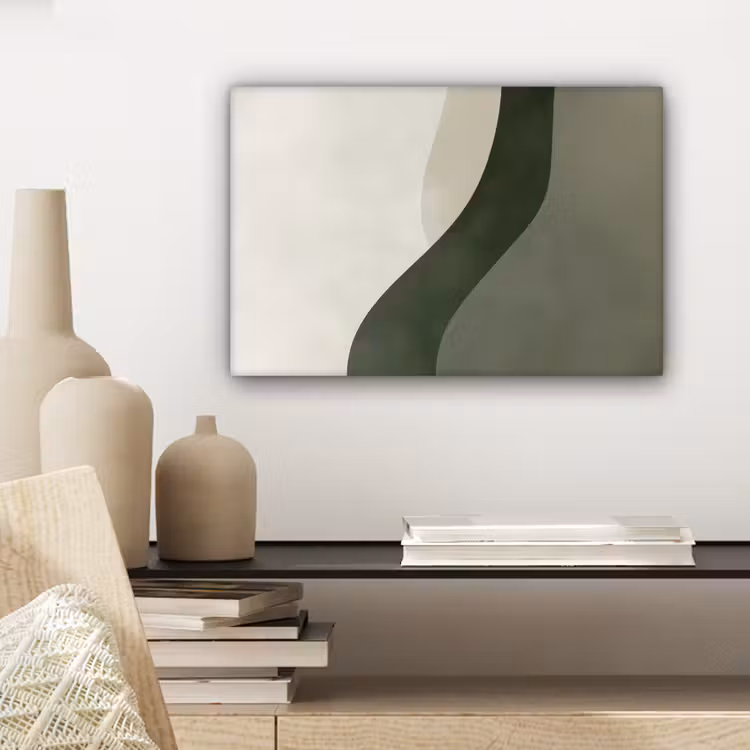 Japandi - Groen - Abstract - Modern canvas 2cm klein -sfeer6