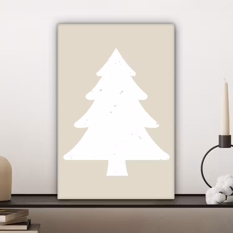 Japandi - Kerstboom - Beige - Kerstversiering canvas 2cm klein -sfeer6