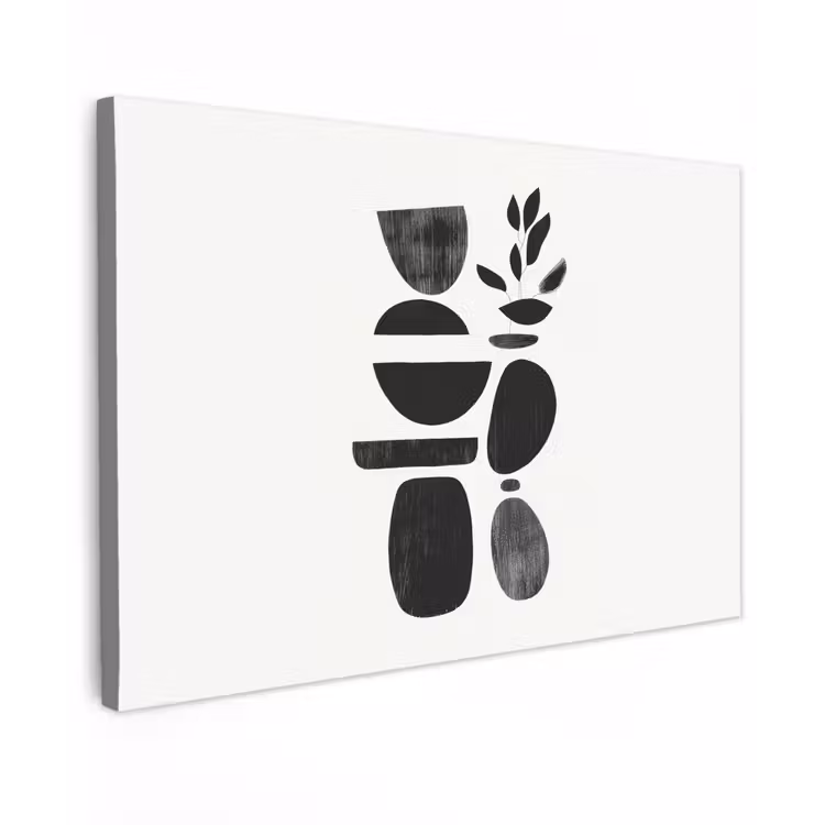 Japandi - Zwart - Abstract canvas 2cm klein -z3d
