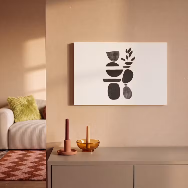 Japandi - Zwart - Abstract canvas 2cm klein -sfeer1