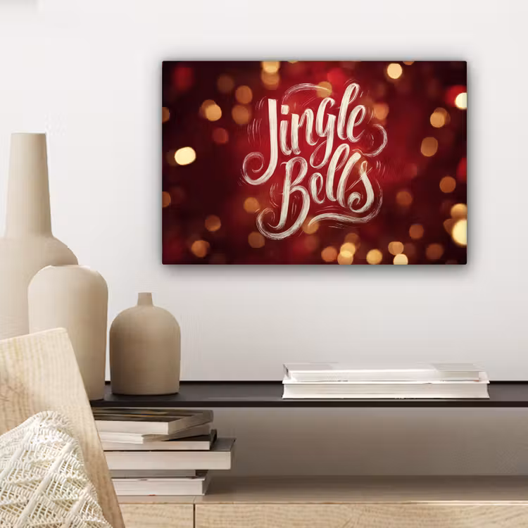 Jingle - Bells - Kerst - Rood canvas 2cm klein -sfeer6