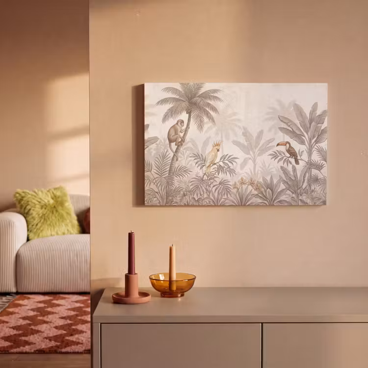 Jungle - Dieren - Palmbomen canvas 2cm klein -sfeer1