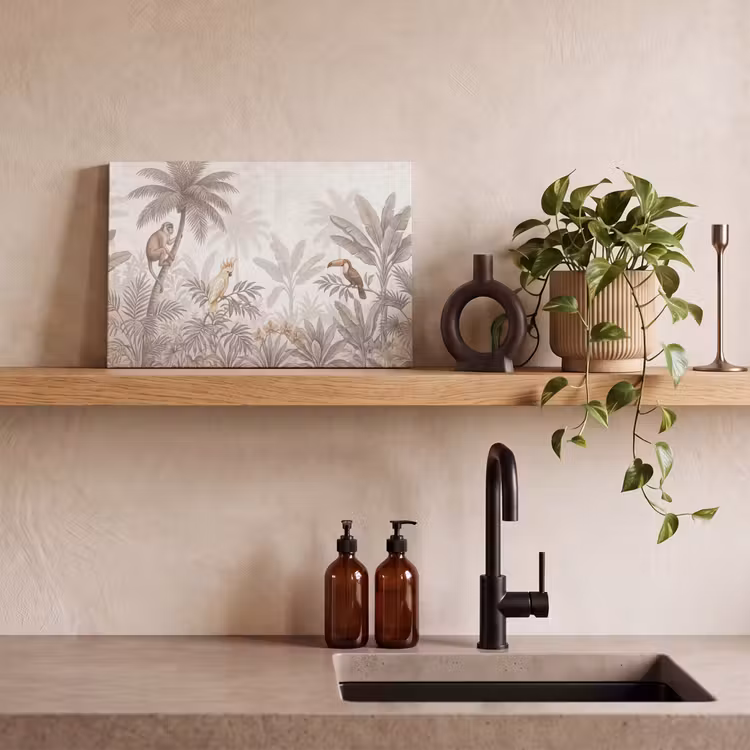 Jungle - Dieren - Palmbomen canvas 2cm klein -sfeer3
