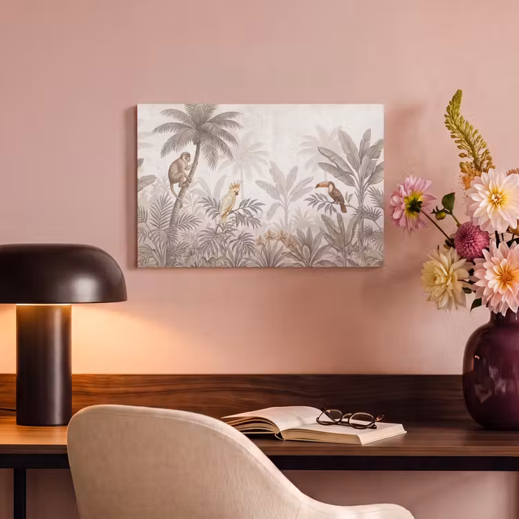 Jungle - Dieren - Palmbomen canvas 2cm klein -sfeer4