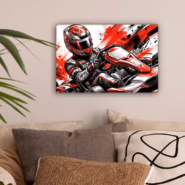 Kart - Coureur - Snelheid - Rood canvas 2cm klein -sfeer1