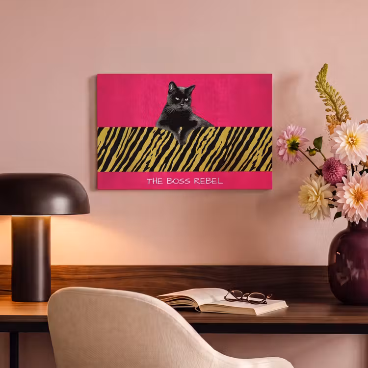 Kat - Baas - Roze - Tijgerprint canvas 2cm klein -sfeer4