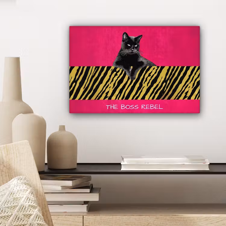 Kat - Baas - Roze - Tijgerprint canvas 2cm klein -sfeer6