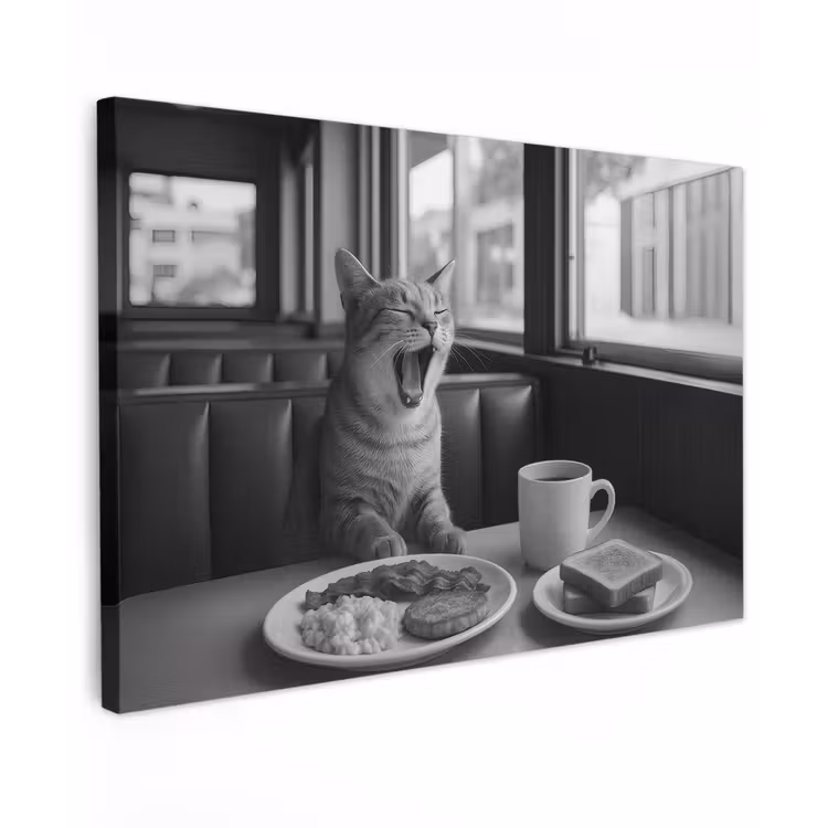 Kat - Koffie - Brood - Zwart canvas 2cm klein -z3d