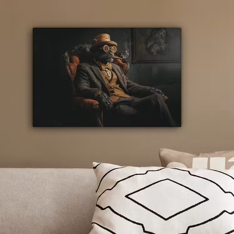 Kat - Pak - Oranje - Sigaar canvas 2cm klein -sfeer3