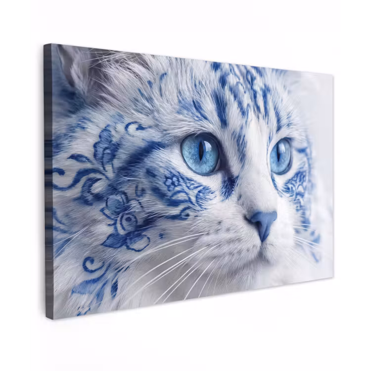 Kat - Patroon - Blauw canvas 2cm klein -z3d