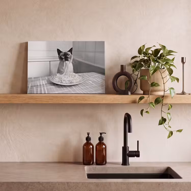 Kat - Siamees - Zwart Wit - Schattig - Dieren canvas 2cm klein -sfeer3