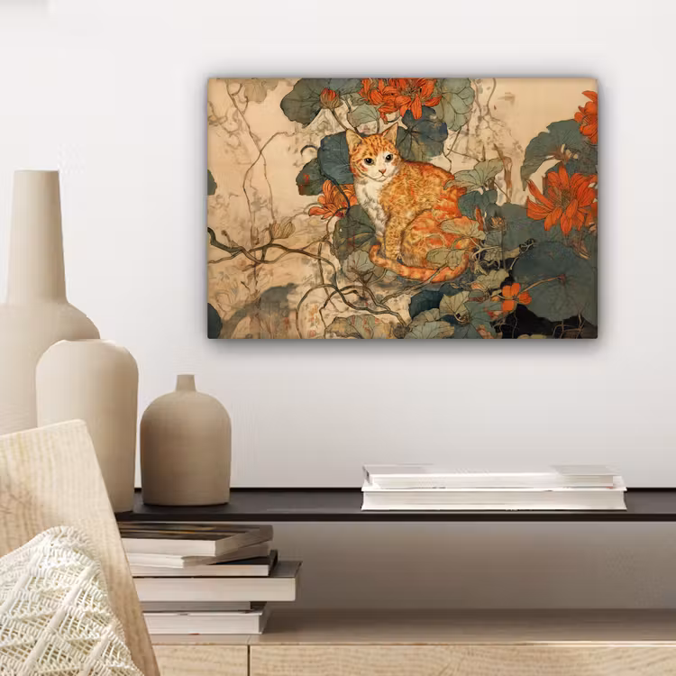 Kat - Sierlijk - Bloemen canvas 2cm klein -sfeer6