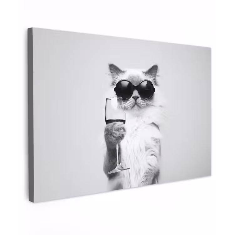 Kat - Zonnebril - Wijnglas - Langharig canvas 2cm klein -z3d