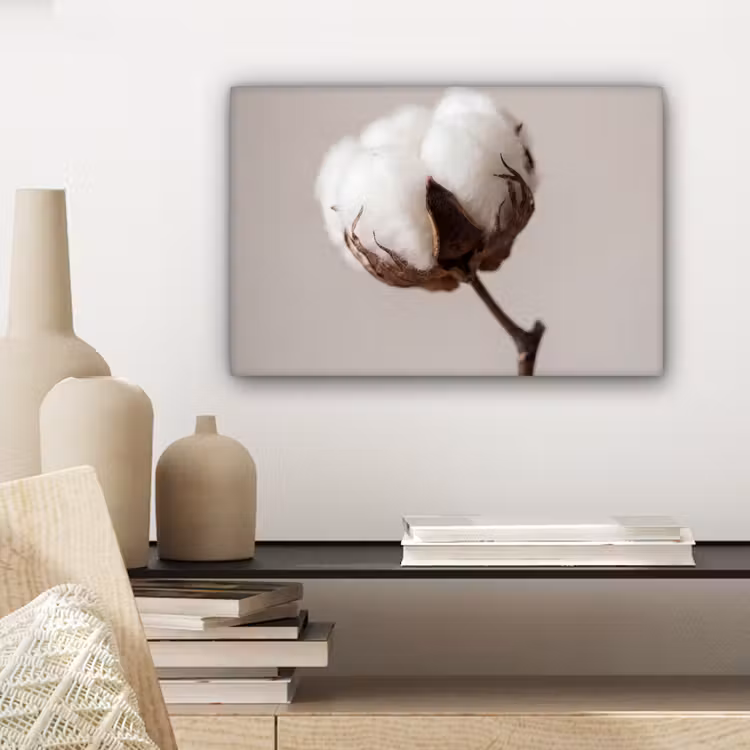 Katoenbol - Minimalistisch - Wit canvas 2cm klein -sfeer6
