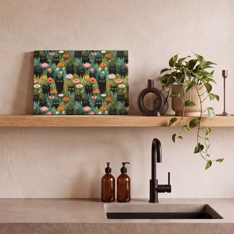 Katten - Bloemen - Kleurrijk canvas 2cm klein 34 -sfeer3
