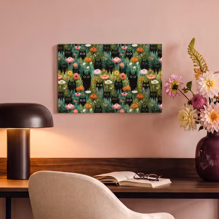 Katten - Bloemen - Kleurrijk canvas 2cm klein 34 -sfeer4