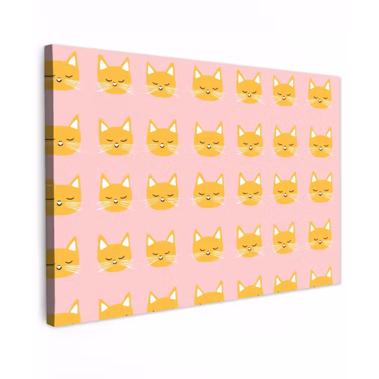 Katten - Patroon - Roze canvas 2cm klein 34 -z3d