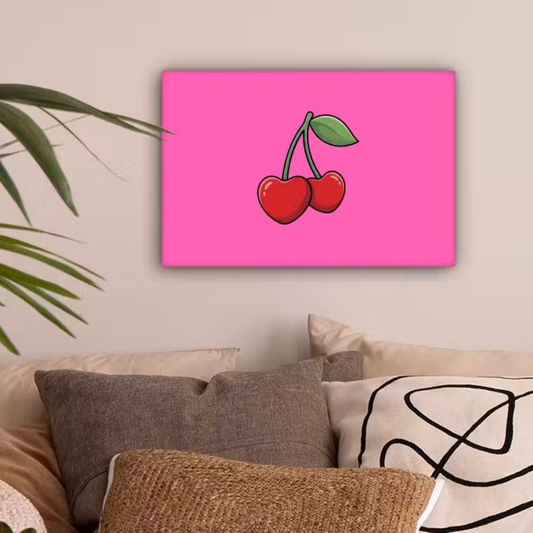 Kers - Roze - Fruit canvas 2cm klein -sfeer1