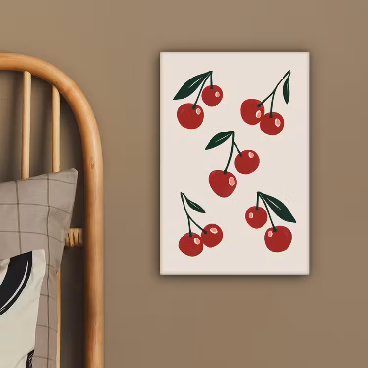 Kersen - Blaadjes - Rood canvas 2cm klein -sfeer3