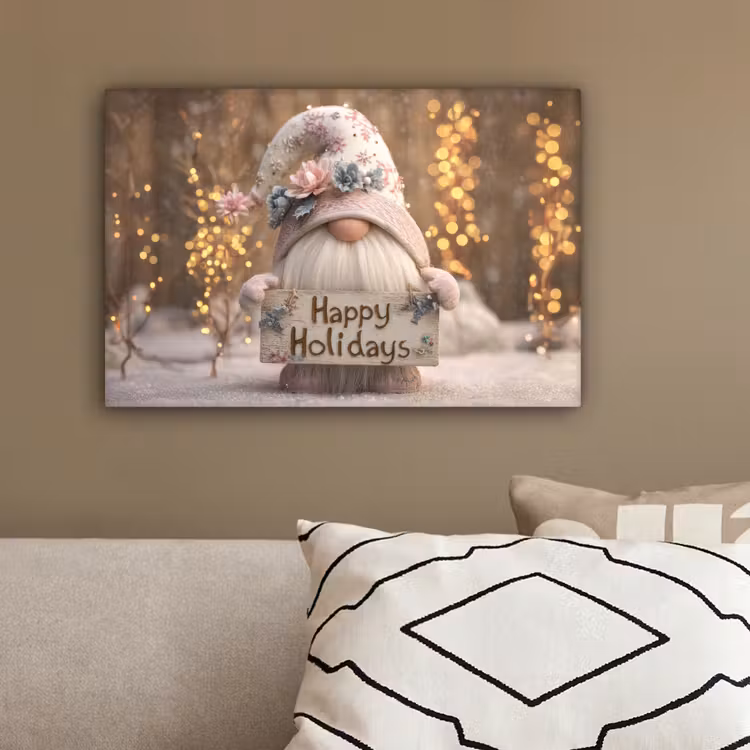 Kerst - Gnome - Bord - Kleurrijk canvas 2cm klein -sfeer3