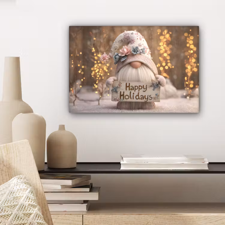 Kerst - Gnome - Bord - Kleurrijk canvas 2cm klein -sfeer6
