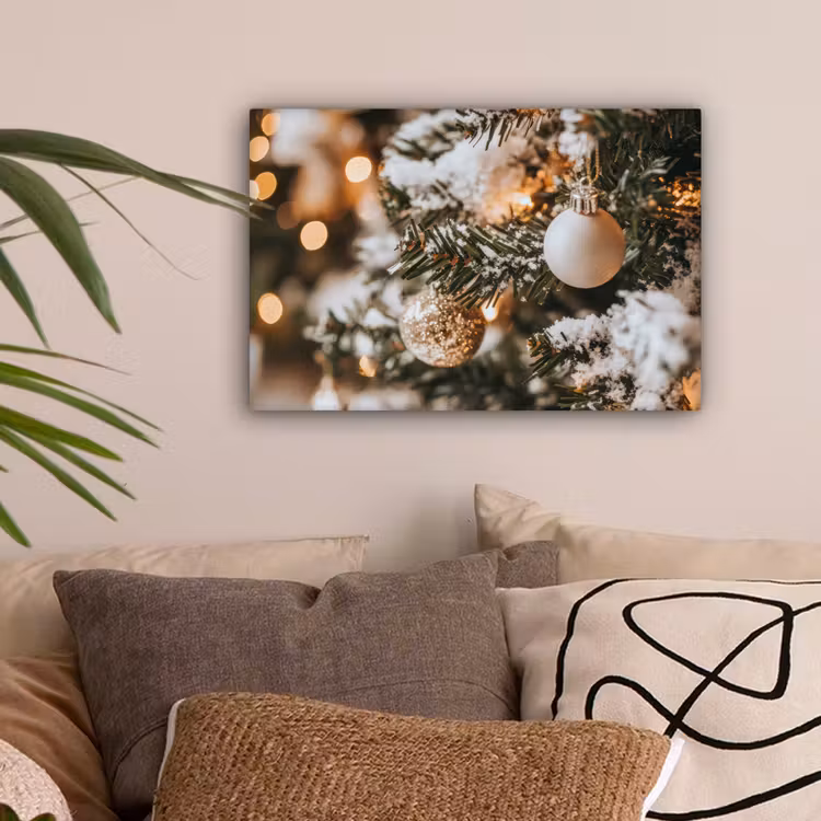 Kerst - Kerstboom - Winter - Binnen - Sneeuw canvas 2cm klein -sfeer1