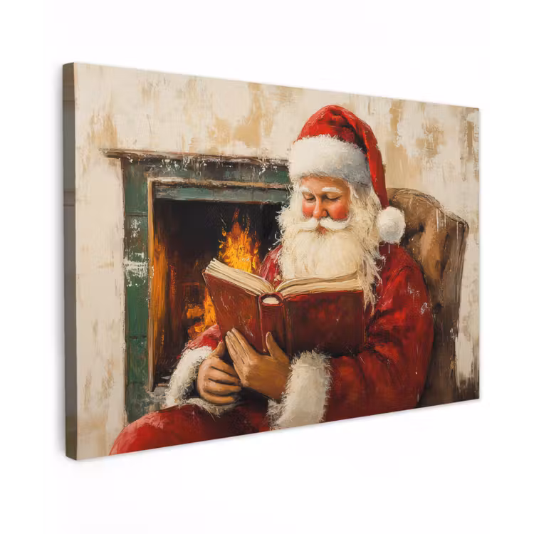 Kerst - Kerstman - Winter - Open Haard canvas 2cm klein -z3d