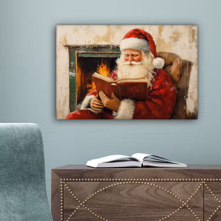 Kerst - Kerstman - Winter - Open Haard canvas 2cm klein -sfeer4