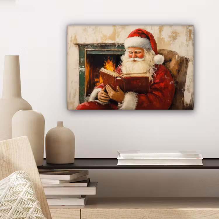 Kerst - Kerstman - Winter - Open Haard canvas 2cm klein -sfeer6