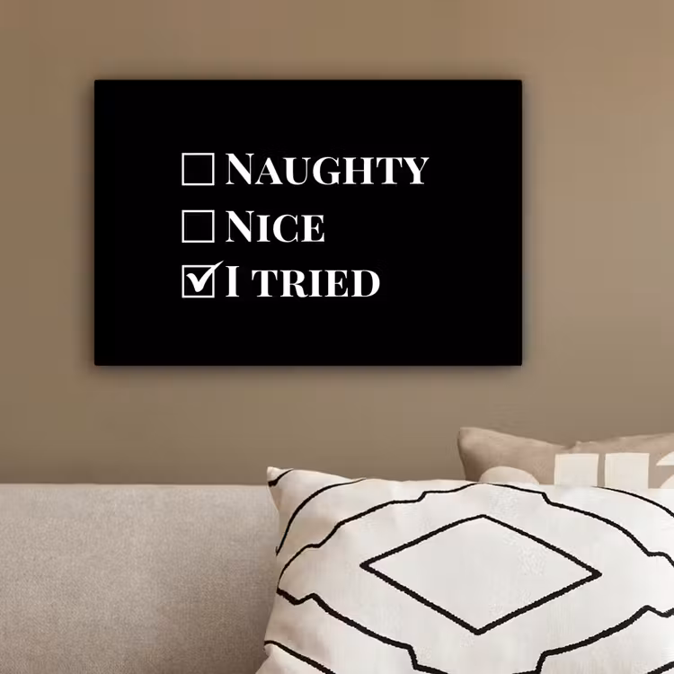 Kerst - Zwart - Wit - Quote - Grappig canvas 2cm klein -sfeer3