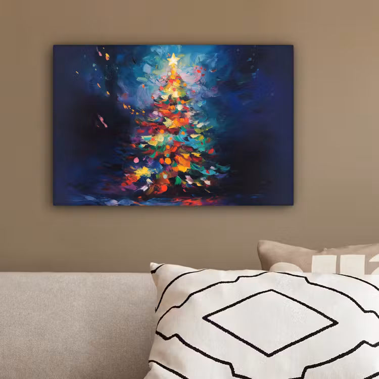 Kerstboom - Kerst - Abstract - Kleurrijk canvas 2cm klein -sfeer3